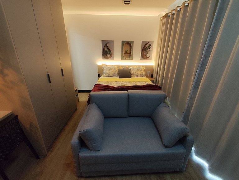 Studio LIT 760: Vista Mar e Rooftop Aquecido (4p)