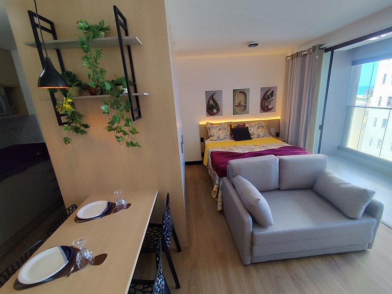 Studio LIT 760: Vista Mar e Rooftop Aquecido (4p)