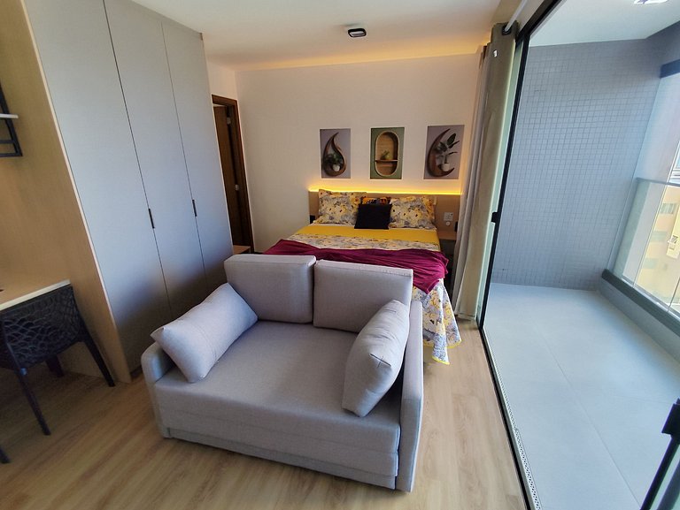 Studio LIT 760: Vista Mar e Rooftop Aquecido (4p)